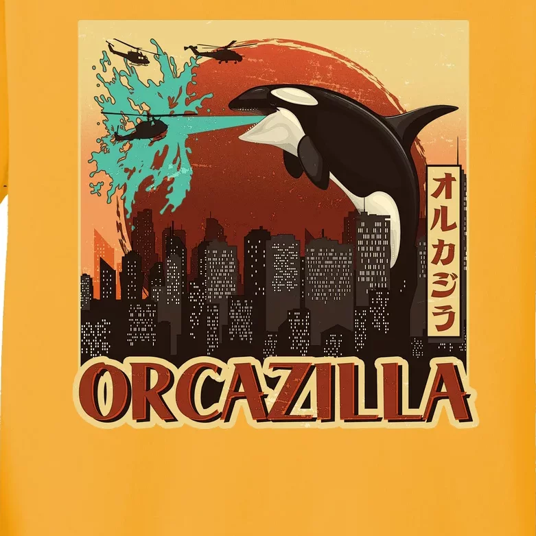 Vintage Japanese Orcazilla Poster Kids Long Sleeve Shirt