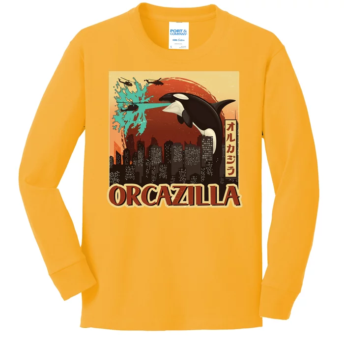 Vintage Japanese Orcazilla Poster Kids Long Sleeve Shirt