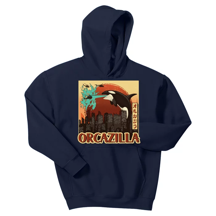 Vintage Japanese Orcazilla Poster Kids Hoodie