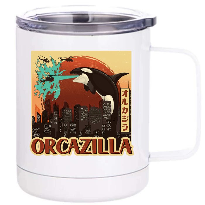 Vintage Japanese Orcazilla Poster Front & Back 12oz Stainless Steel Tumbler Cup