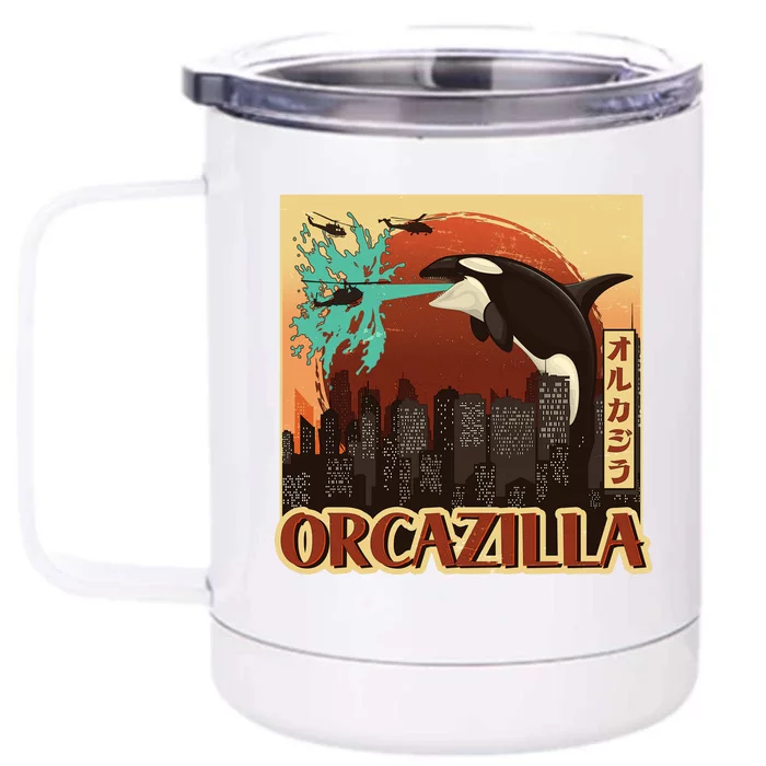 Vintage Japanese Orcazilla Poster Front & Back 12oz Stainless Steel Tumbler Cup