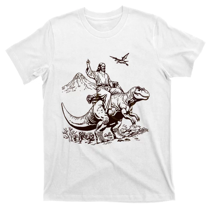 Vintage Jesus Riding Dinosaur 90s T-Shirt