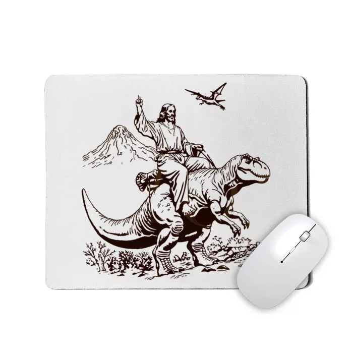 Vintage Jesus Riding Dinosaur 90s Mousepad