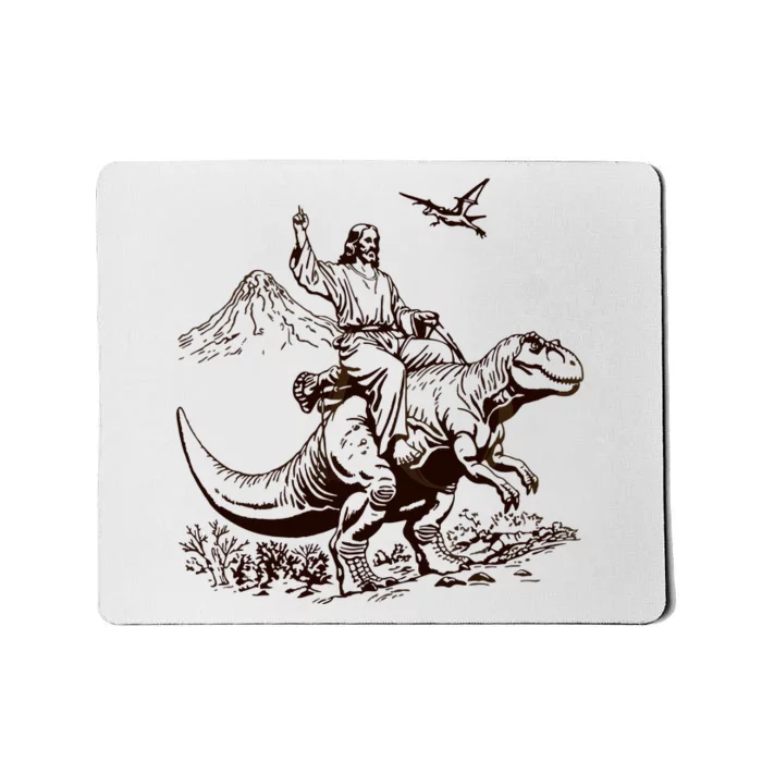 Vintage Jesus Riding Dinosaur 90s Mousepad