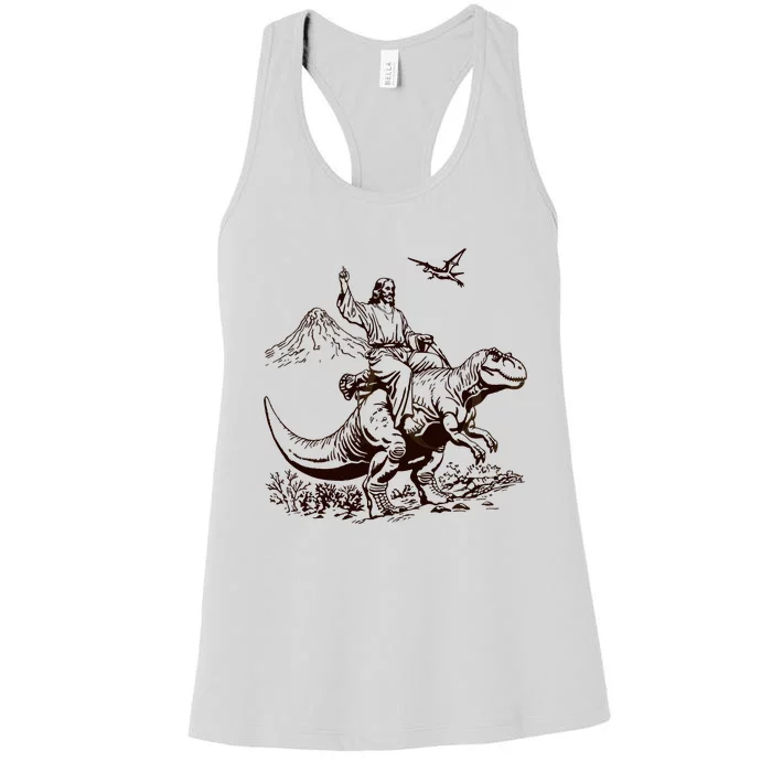 Vintage Jesus Riding Dinosaur 90s Women's Racerback Tank