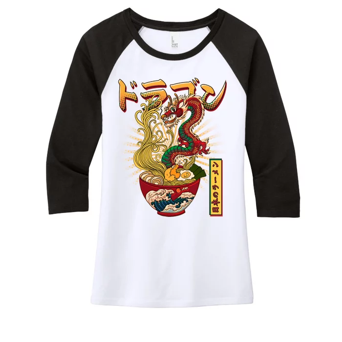 Vintage Japanese Ramen Noodles Dragon Women's Tri-Blend 3/4-Sleeve Raglan Shirt