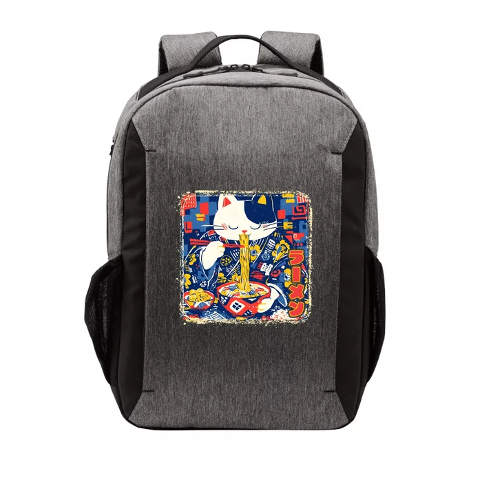 Vintage Japanese Ramen Noodle Neko Cat Vector Backpack