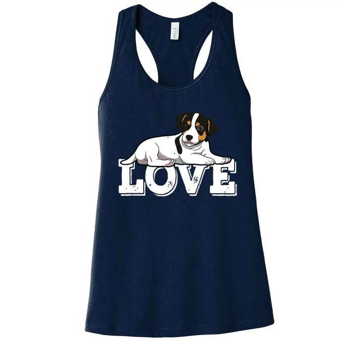 Vintage Jack Russell Terrier Funny Cute Lover Dog Mom Dad Women's Racerback Tank