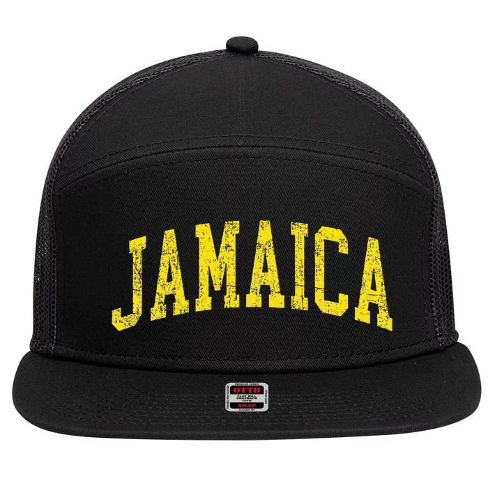 Vintage Jamaica Retro Jamaican Travel Vacation Souvenir 7 Panel Mesh Trucker Snapback Hat