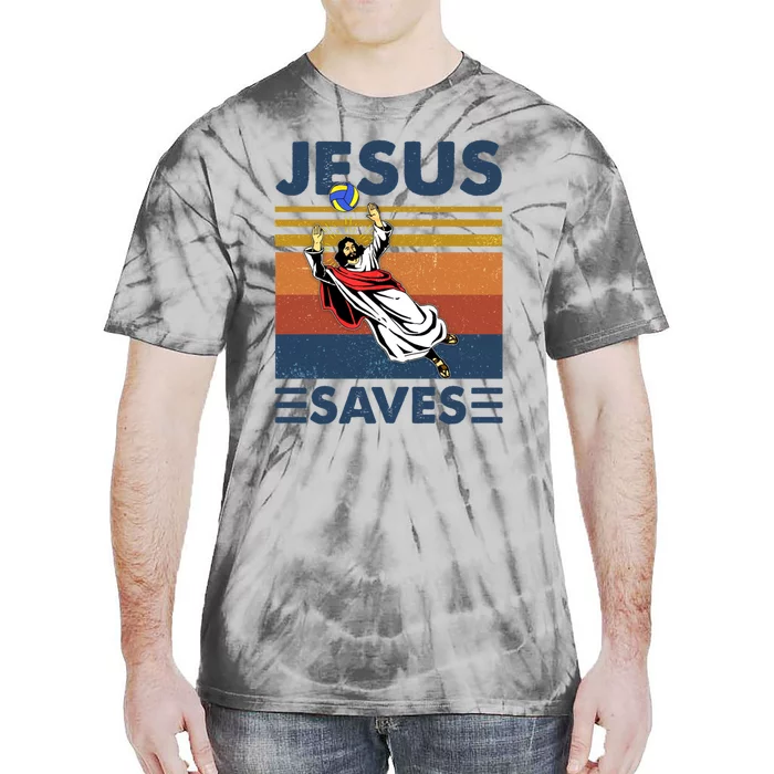 Volleyball Jesus Saves Vintage Volleyball Coach Tie-Dye T-Shirt