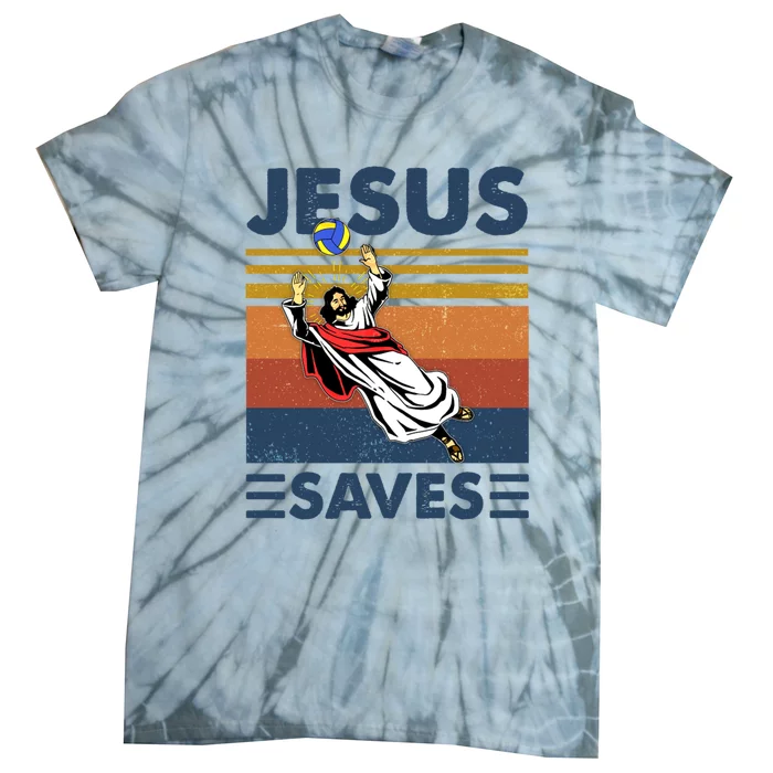 Volleyball Jesus Saves Vintage Volleyball Coach Tie-Dye T-Shirt