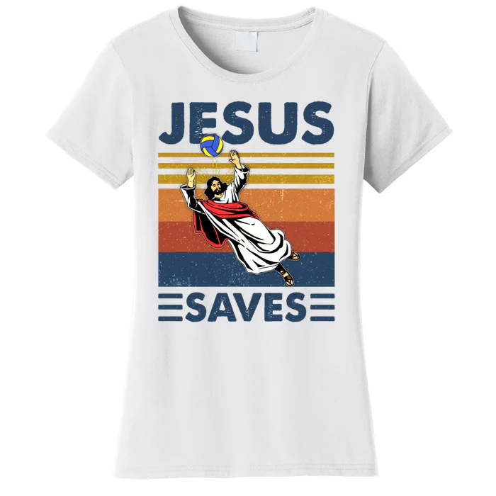 Volleyball Jesus Saves Vintage Volleyball Coach Women's T-Shirt