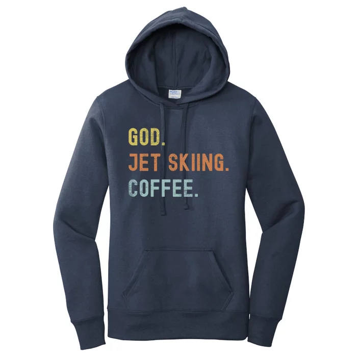 Vintages Jet Skiing And Coffee Distressed Gift Women's Pullover Hoodie