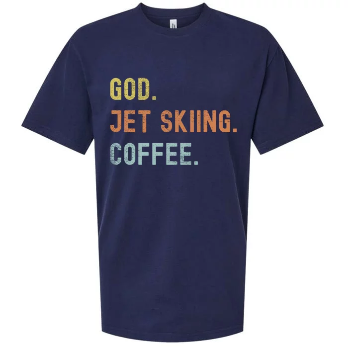 Vintages Jet Skiing And Coffee Distressed Gift Sueded Cloud Jersey T-Shirt