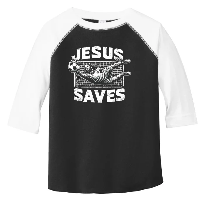 Vintage Jesus Saves Soccer Goalie Funny Gift Toddler Fine Jersey T-Shirt