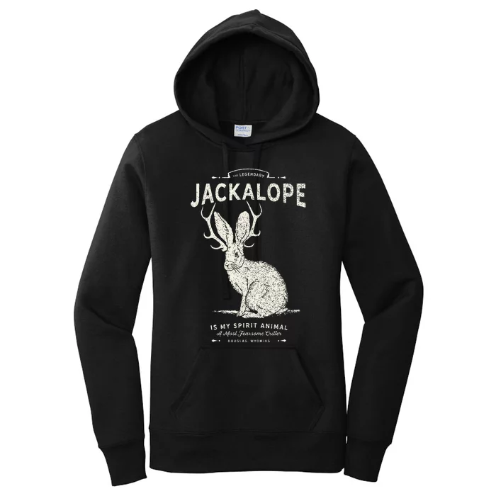 Vintage Jackalope Spirit Animal Mythical Critter Women's Pullover Hoodie