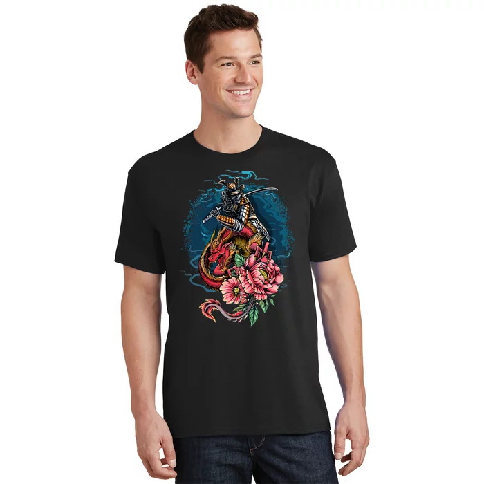 Vintage Japanese Samurai Fighter On Dragon T-Shirt