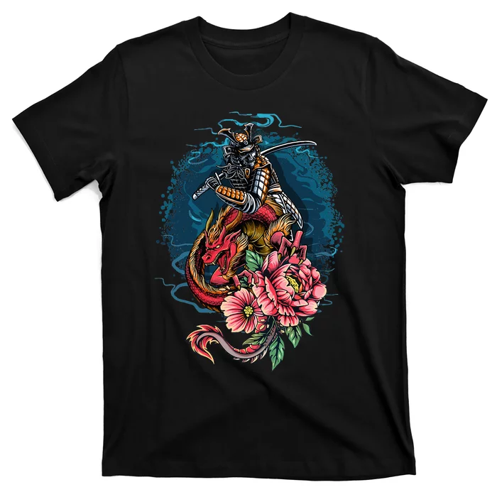 Vintage Japanese Samurai Fighter On Dragon T-Shirt