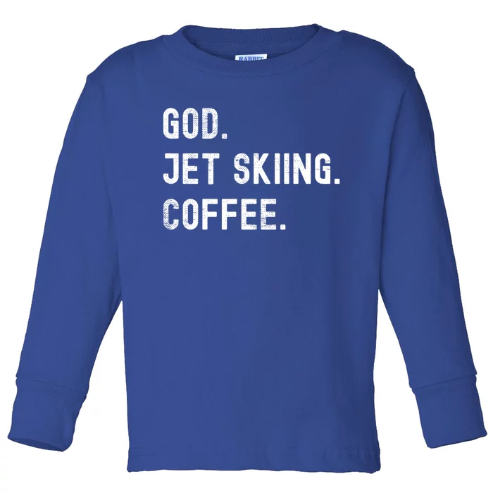 Vintages Jet Skiing And Coffee Distressed Gift Toddler Long Sleeve Shirt