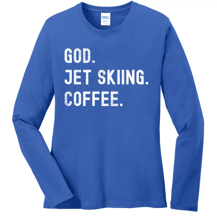 Vintages Jet Skiing And Coffee Distressed Gift Ladies Long Sleeve Shirt