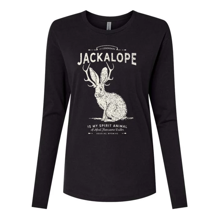 Vintage Jackalope Spirit Animal Mythical Critter Womens Cotton Relaxed Long Sleeve T-Shirt