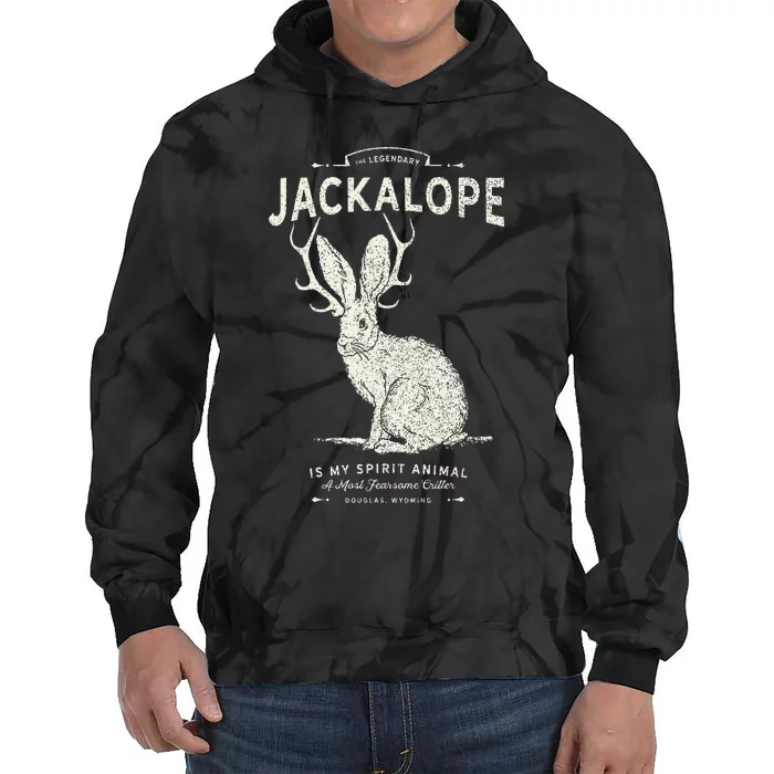 Vintage Jackalope Spirit Animal Mythical Critter Tie Dye Hoodie