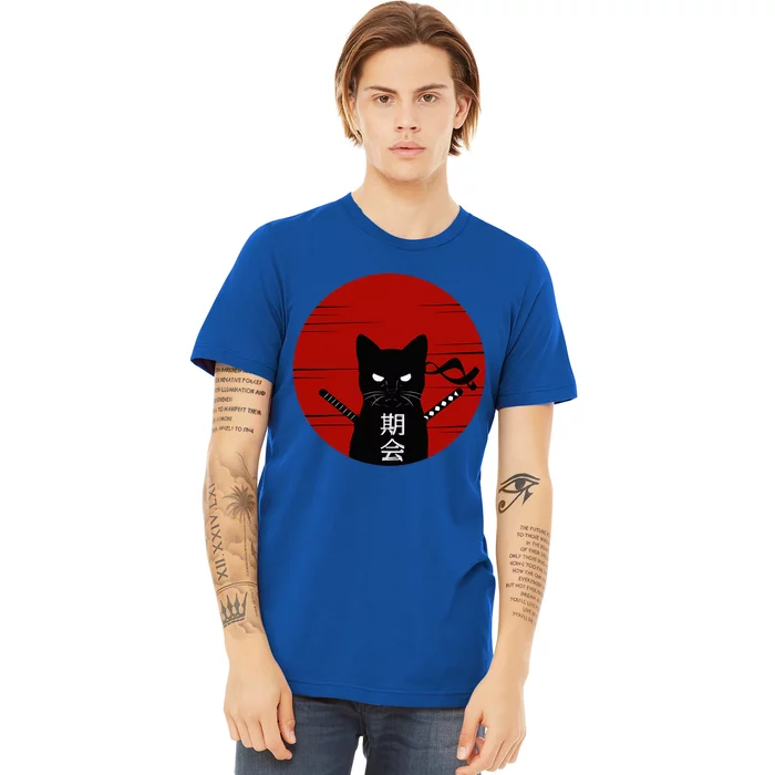 Vintage Japanese Sunset Style Cat Kitten Premium T-Shirt