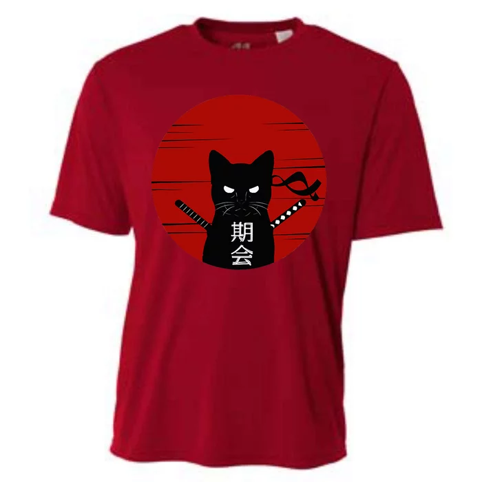 Vintage Japanese Sunset Style Cat Kitten Cooling Performance Crew T-Shirt