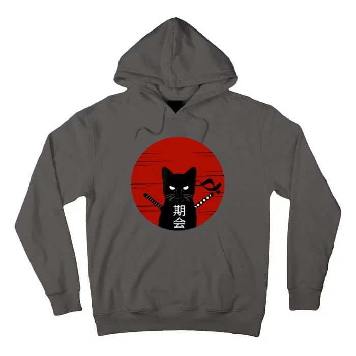 Vintage Japanese Sunset Style Cat Kitten Lover Tall Hoodie