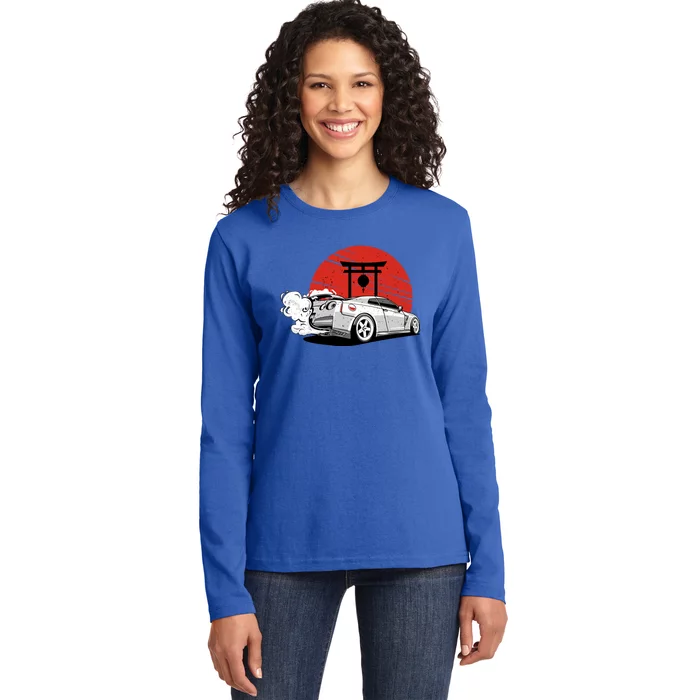 Vintage Japanese Streetcar Racing Turbo Sports Car Gift Ladies Long Sleeve Shirt