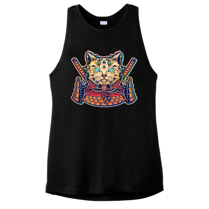 Vintage Japanese Samurai Warrior Cat Ladies Tri-Blend Wicking Tank