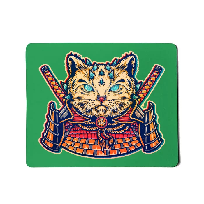 Vintage Japanese Samurai Warrior Cat Mousepad