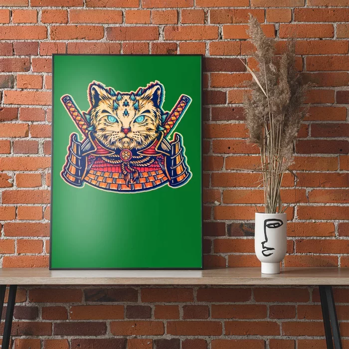 Vintage Japanese Samurai Warrior Cat Poster