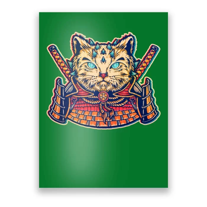 Vintage Japanese Samurai Warrior Cat Poster