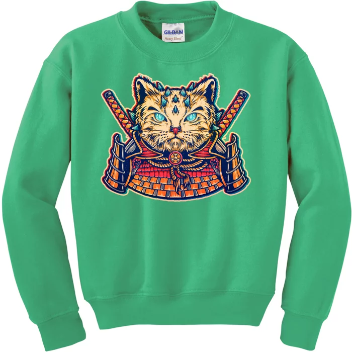 Vintage Japanese Samurai Warrior Cat Kids Sweatshirt