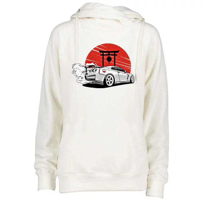 Vintage Japanese Streetcar Racing Turbo Sports Car Gift Womens Funnel Neck Pullover Hood