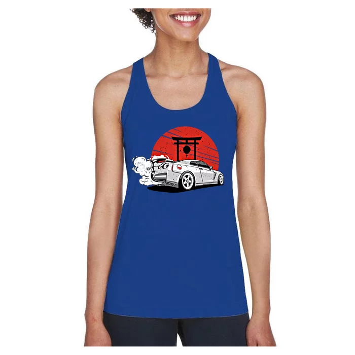 Vintage Japanese Streetcar Racing Turbo Sports Car Gift Women's Racerback Tank