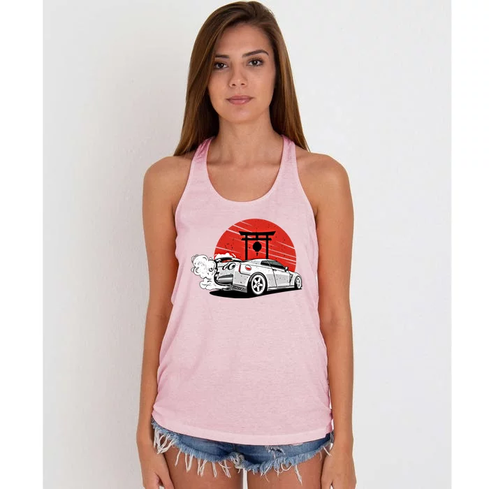 Vintage Japanese Streetcar Racing Turbo Sports Car Gift Women's Knotted Racerback Tank