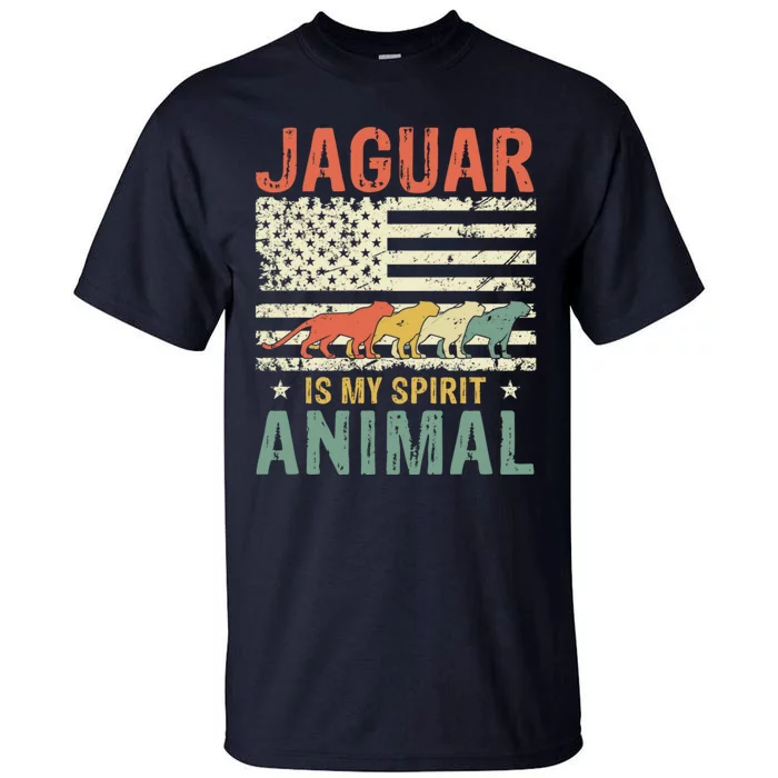 Vintage Jaguar Spirit Animal Lover Retro US American Flag Tall T-Shirt