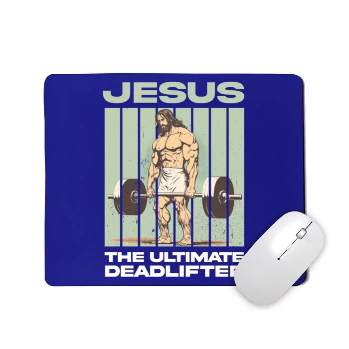 Vintage Jesus The Ultimate Deadlifter Funny Christian Gym Gift Mousepad