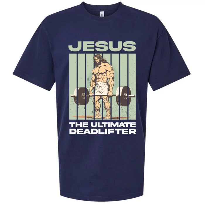 Vintage Jesus The Ultimate Deadlifter Funny Christian Gym Gift Sueded Cloud Jersey T-Shirt