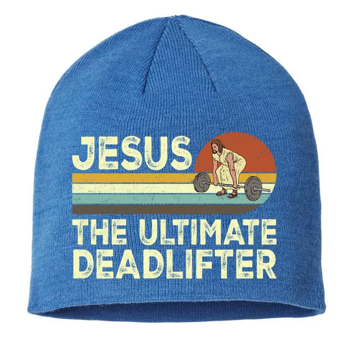 Vintage Jesus The Ultimate Deadlifter Funny Christian Gym Gift 8 1/2in Sustainable Knit Beanie