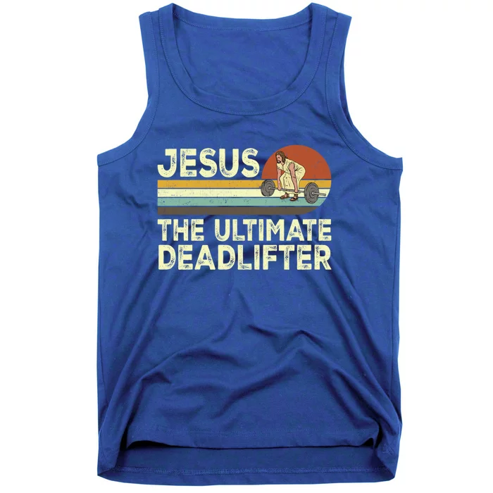 Vintage Jesus The Ultimate Deadlifter Funny Christian Gym Gift Tank Top