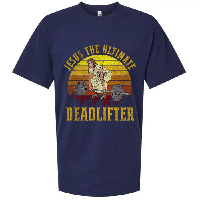 Vintage Jesus The Ultimate Deadlifter Funny Christian Gym Meaningful Gift Sueded Cloud Jersey T-Shirt