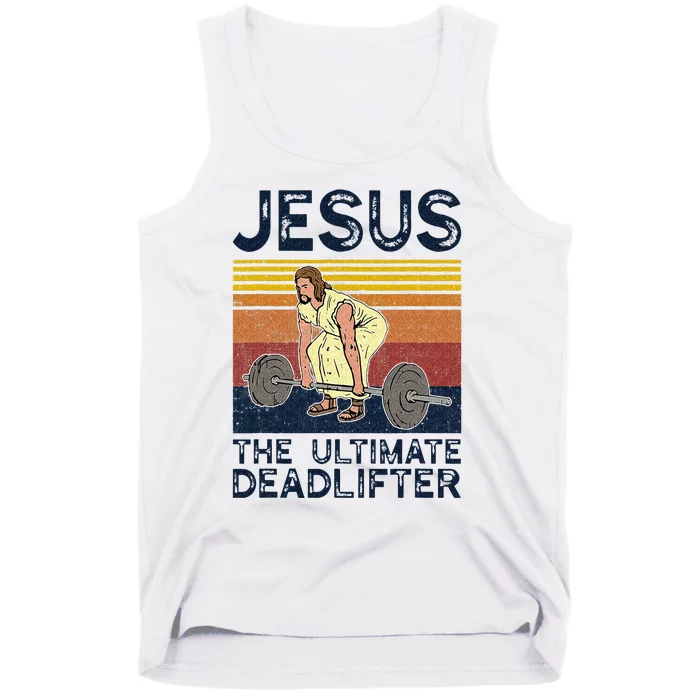 Vintage Jesus The Ultimate Deadlifter Funny Christian Gym Tank Top