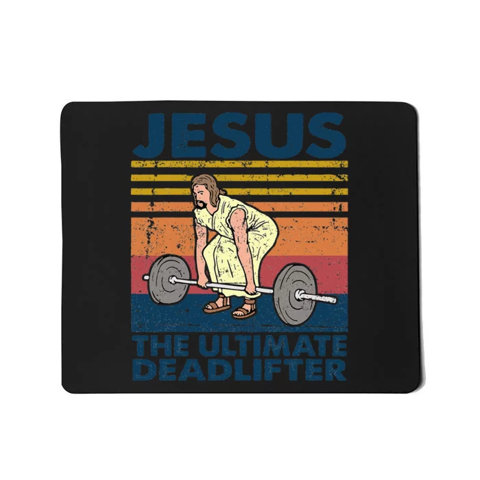 Vintage Jesus The Ultimate Deadlifter Funny Christian Gym Mousepad