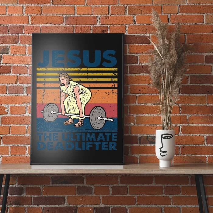 Vintage Jesus The Ultimate Deadlifter Funny Christian Gym Poster