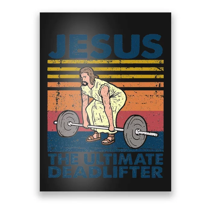 Vintage Jesus The Ultimate Deadlifter Funny Christian Gym Poster