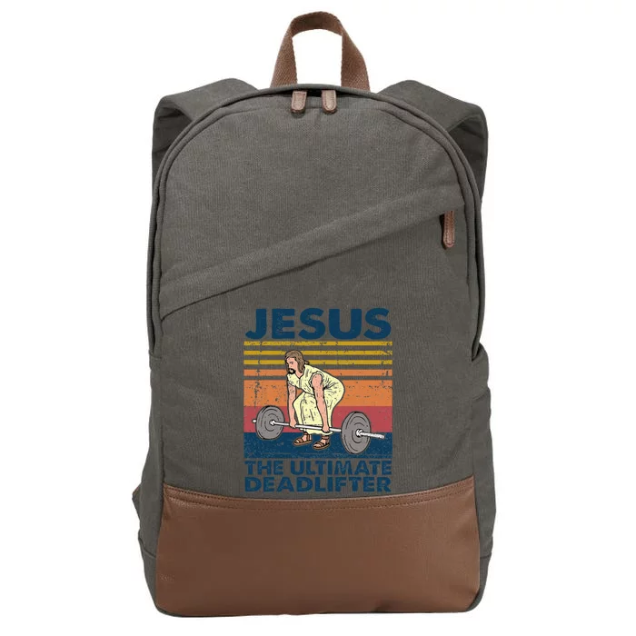 Vintage Jesus The Ultimate Deadlifter Funny Christian Gym Cotton Canvas Backpack