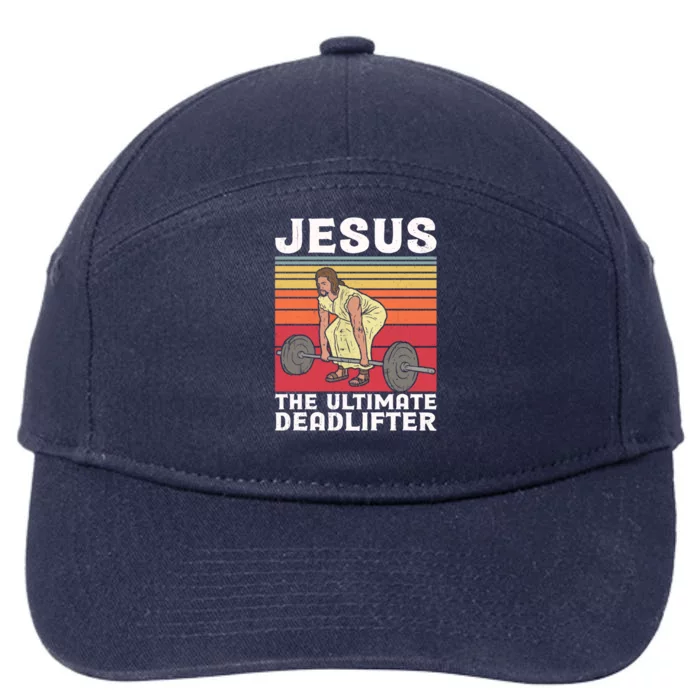 Vintage Jesus The Ultimate Deadlifter Funny Gym Bodybuliding Funny Gift 7-Panel Snapback Hat